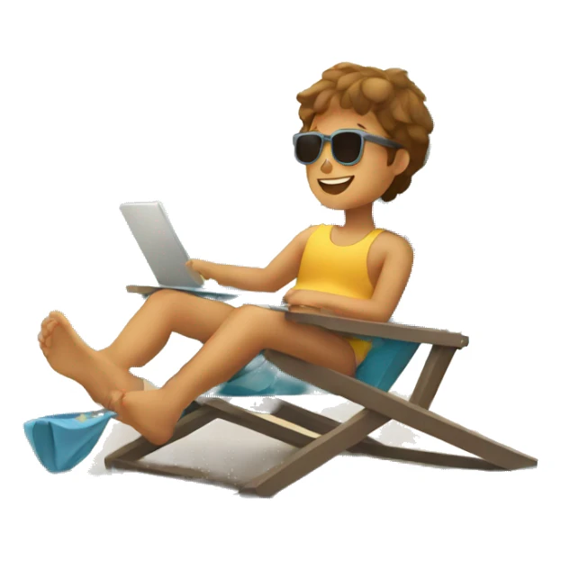 A kid relaxing in a beach chair  sticker