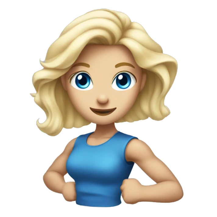blonde blue eyed girl flexing sticker