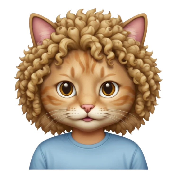 curly hair cat with shirts  sticker