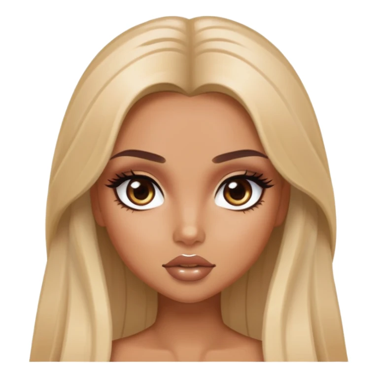 light long hair, pretty eyes, pretty makeup, pretty bratz baddie sticker