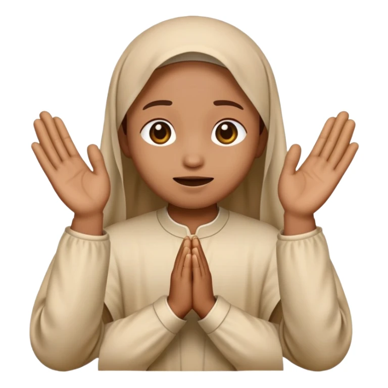 Emoji with prayer hands in front begging sticker