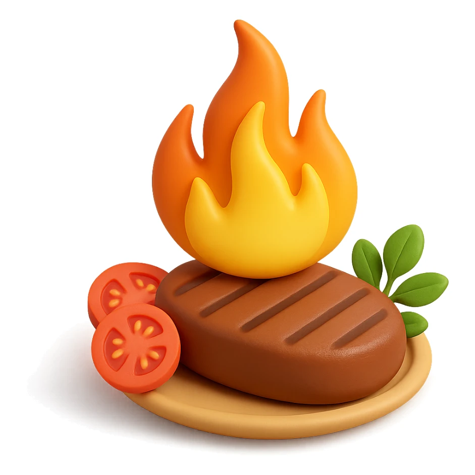 fiamma su cibo, metabolismo 3d sticker