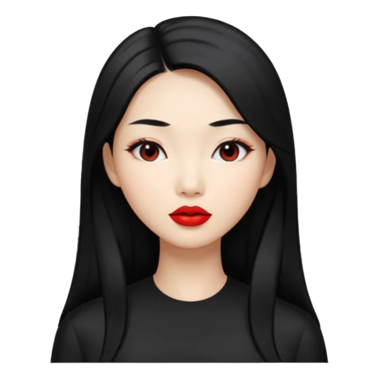 asin girl with black long slick backed hair sticker