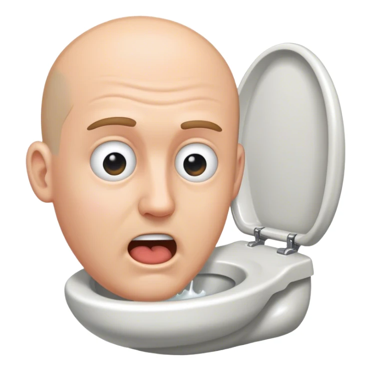 A toilet with a white man’s head out of it sticker