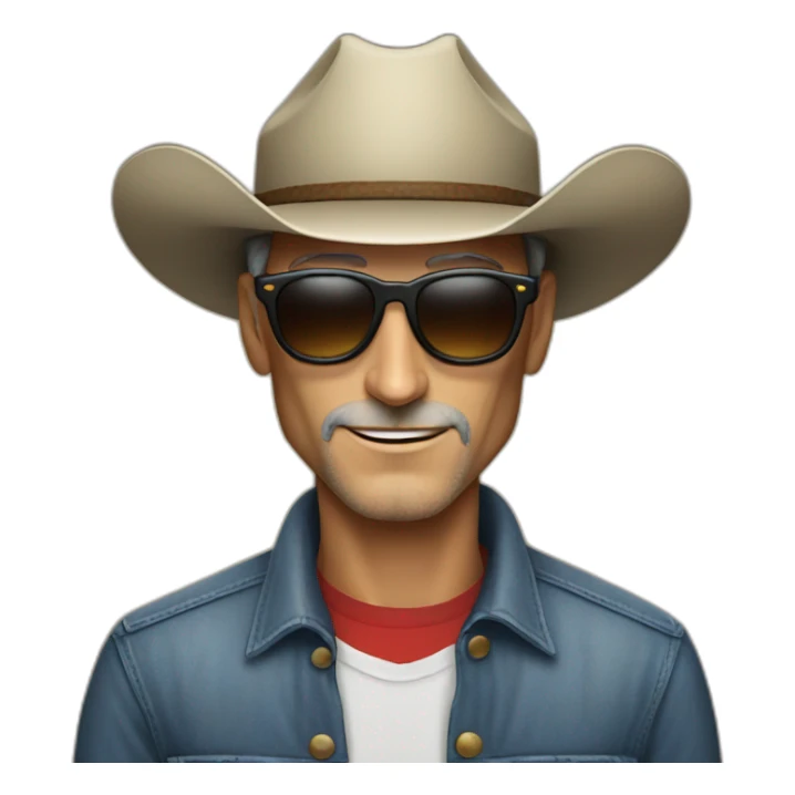 Steve Jobs with sunglasses and a cowboyhat sticker