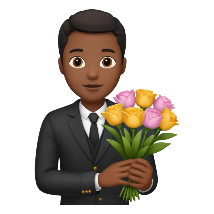 Black Male hand give a bogue of flowers sticker