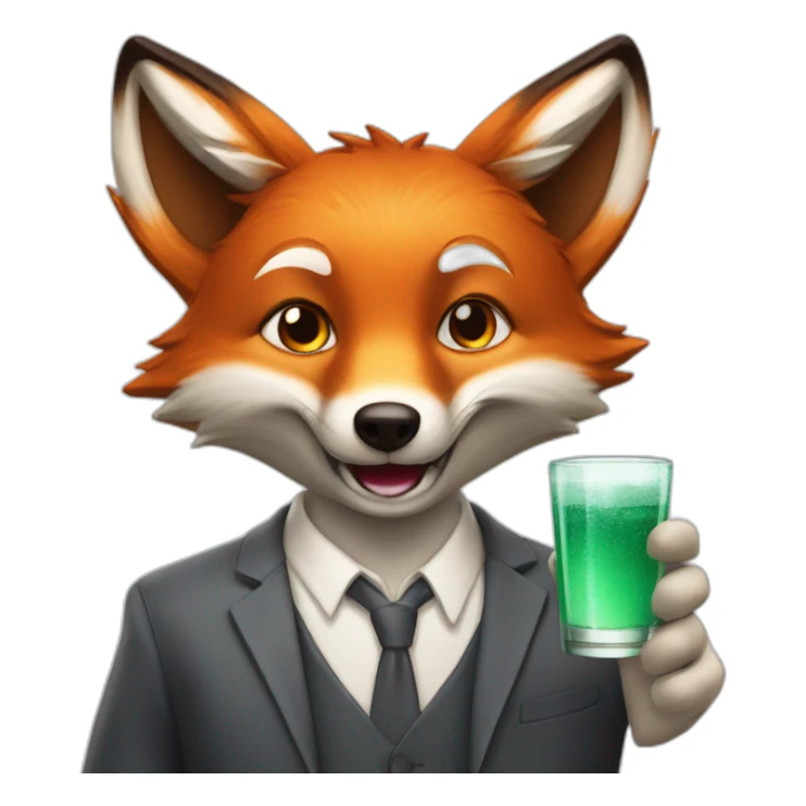 un renard avec un verre de coca sticker