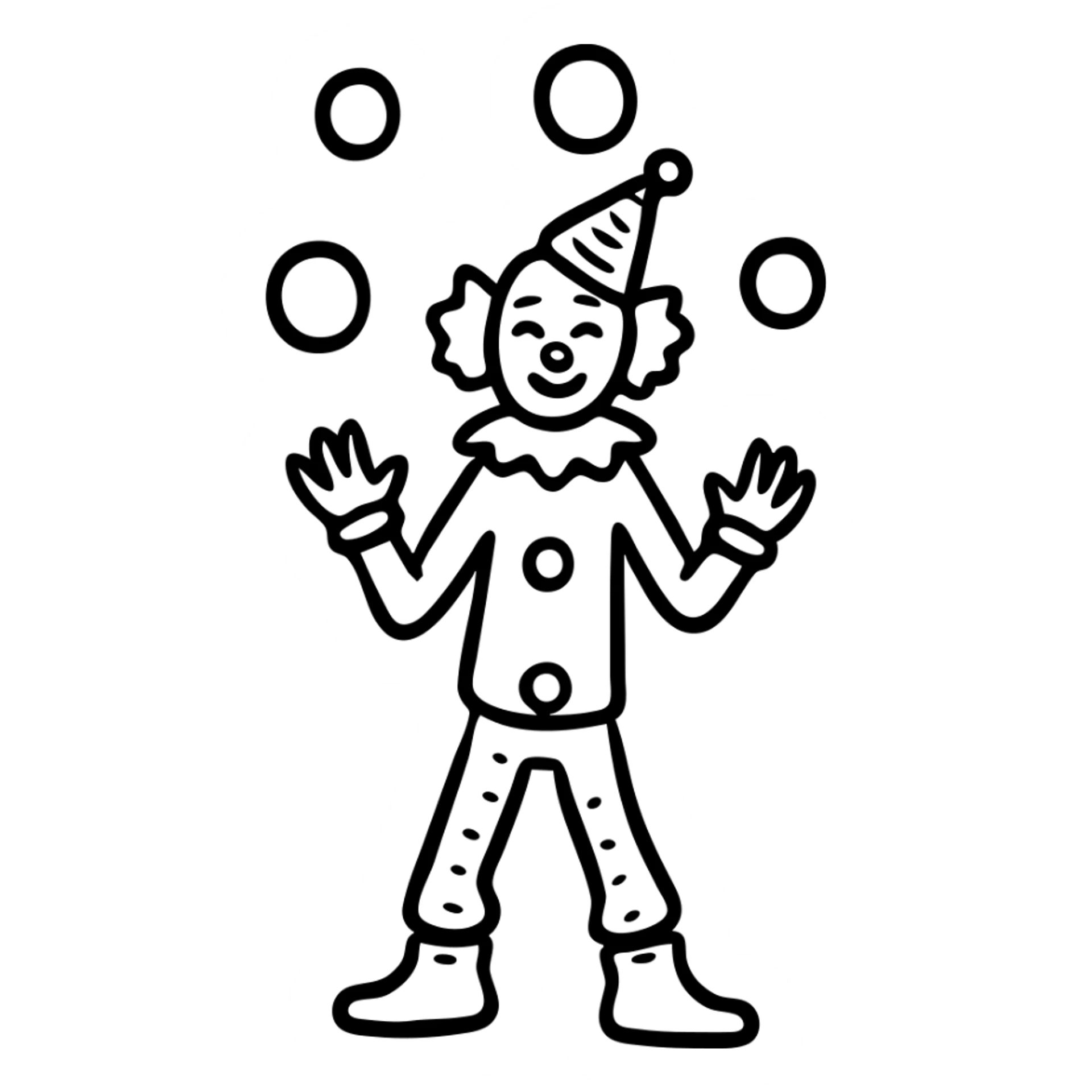 Whimsical clown juggling balls with floppy shoes sticker