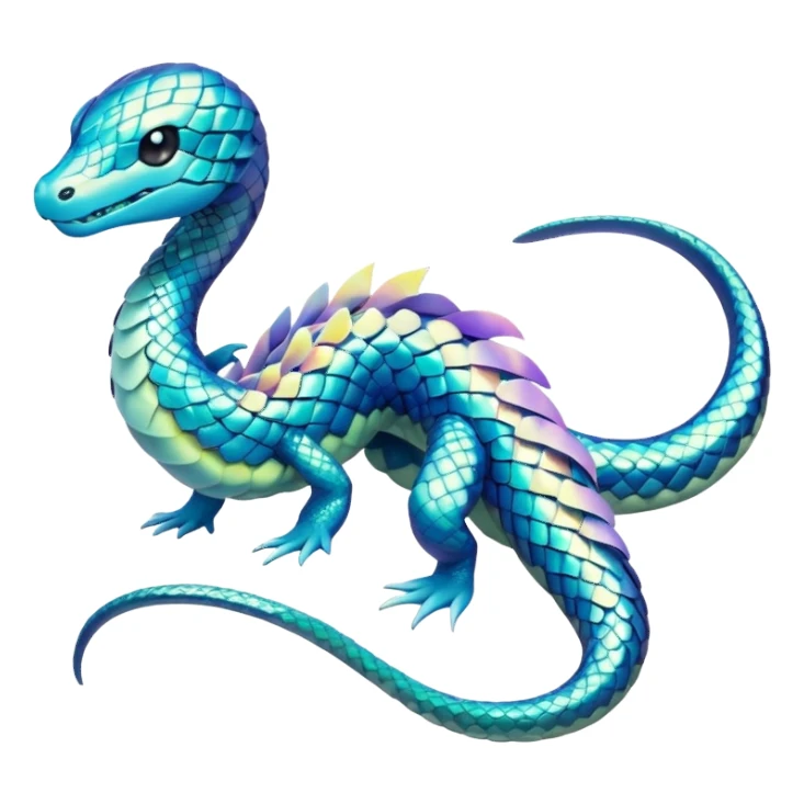 Sleek Serpentine Aquatic Ribbon-bodied Elegant Pokémon-Fakémon-Digimon-Creature, (full body) sticker