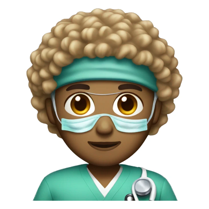 Short curly hair light brown skin surgeon with brown eyes sticker