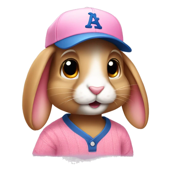 Cute rabbit wearing baseball cap and pink sweater sticker