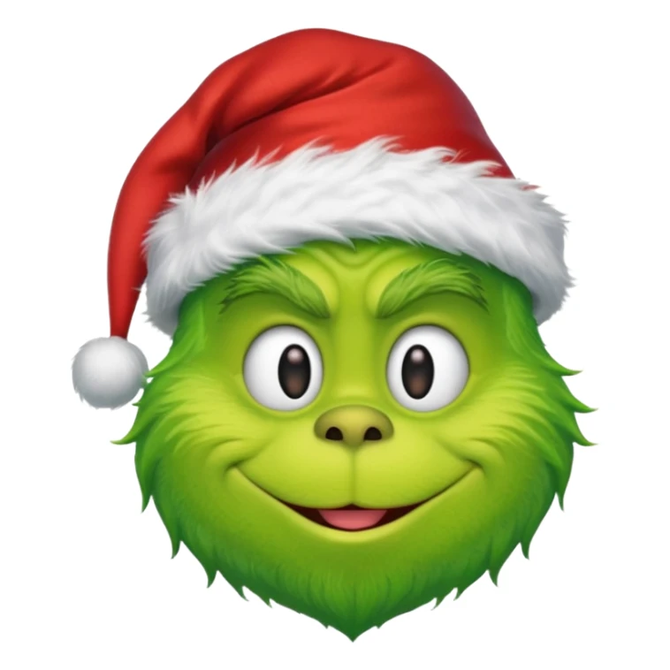 Create an emoji of the gtinch with a Santa hat sticker