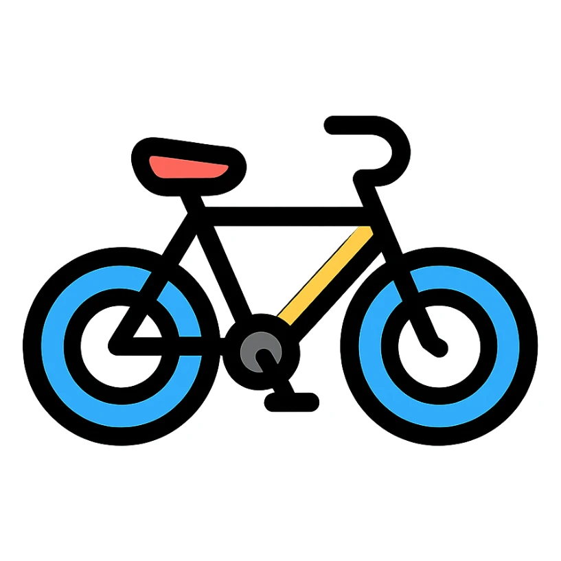 bike icon with color and black outlines sticker