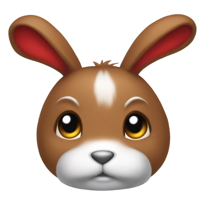 Cute shy Fluffy brown rabbit toy, long floppy downwards ears, wearing red tshirt  sticker