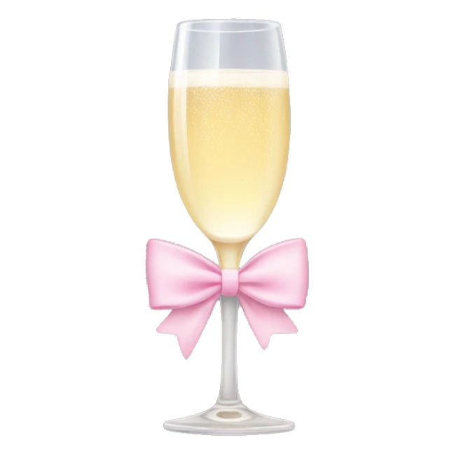 Champagne glass with baby pink bow on stem sticker
