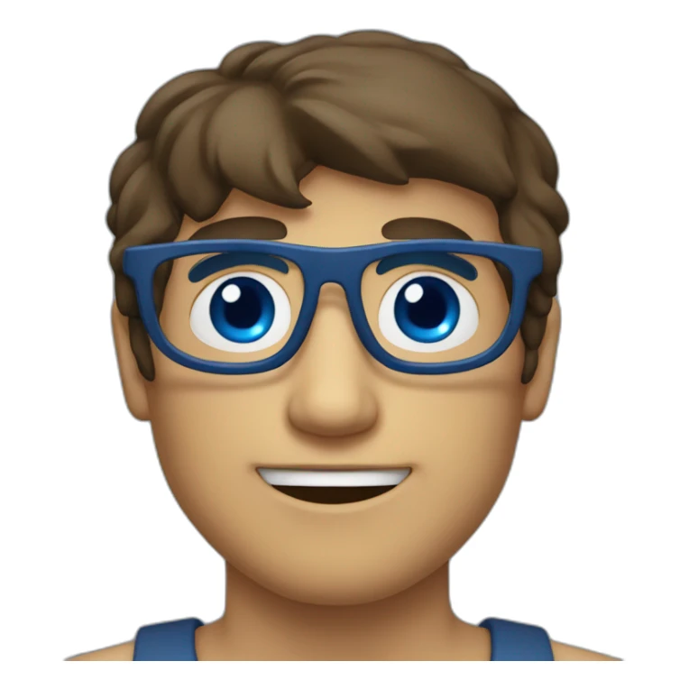 Homme brun lunette et yeux bleu sticker