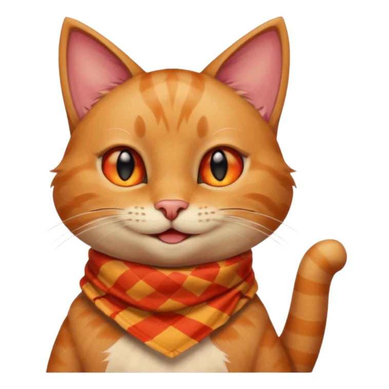 Cat smiling and giving thumbs up, wearing red Checkered Triangle scarf sticker
