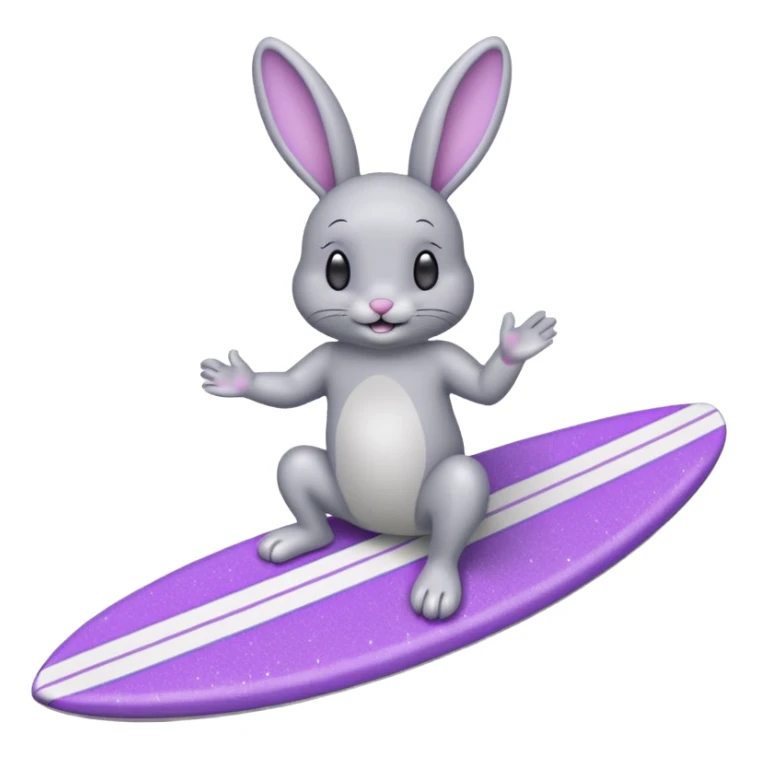 Glitter happy gray bunny purple cian surf sticker