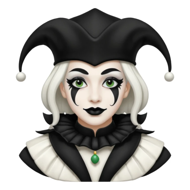 make a black and white jester uniform with white makeup and black lipstick sticker