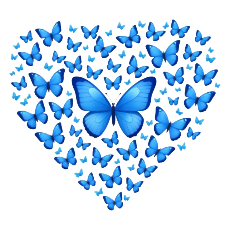 A heart full of blue butterflies  sticker
