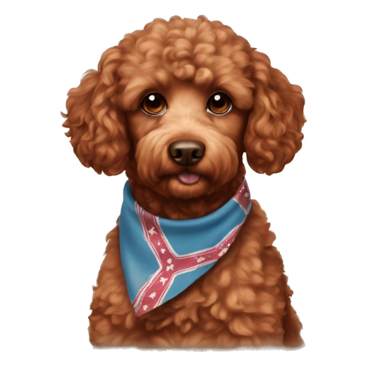 Red brown poodle mix dog with bandanna  sticker