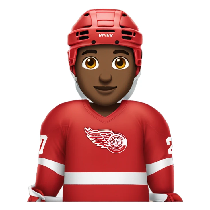 Detroit red wings hockey player, full figure with skates, with visor sticker