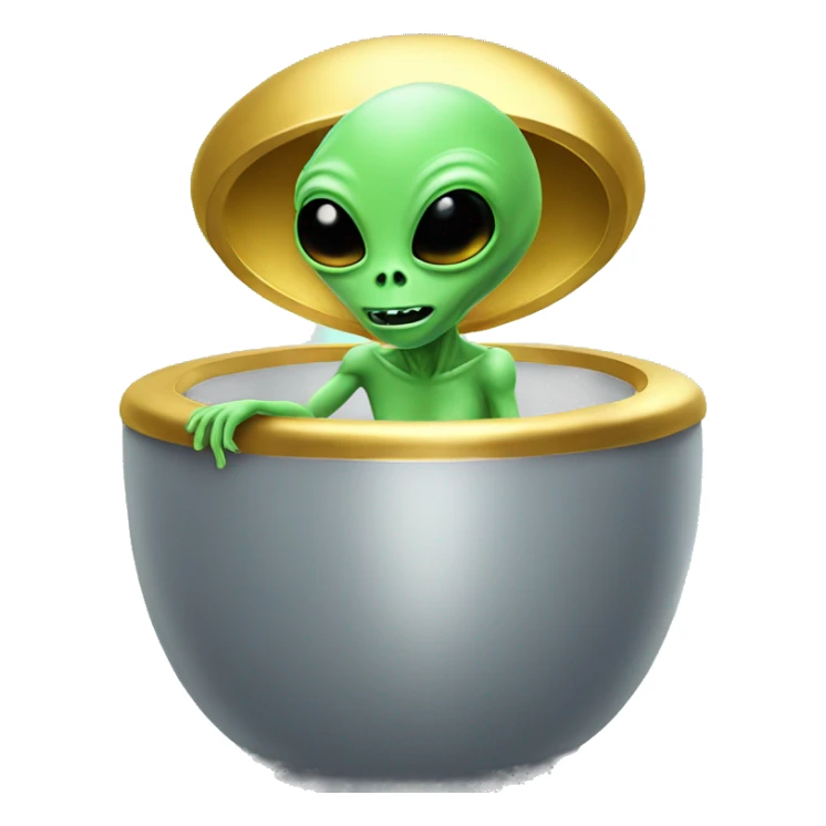 Alien in a ufo with a golden toilet sticker