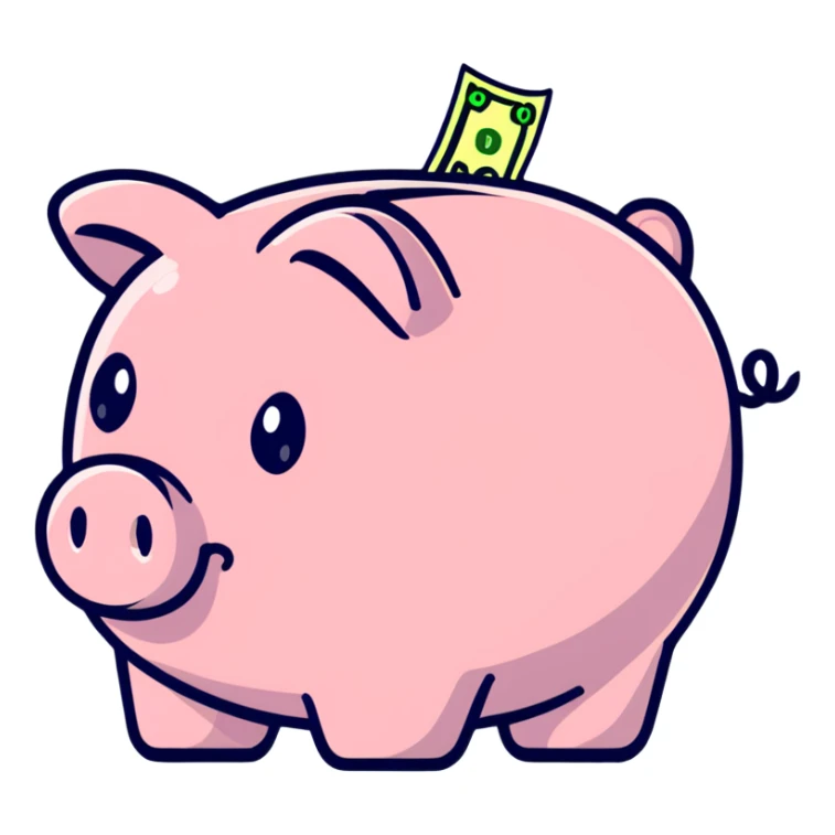 piggy bank with dollar sign sticker