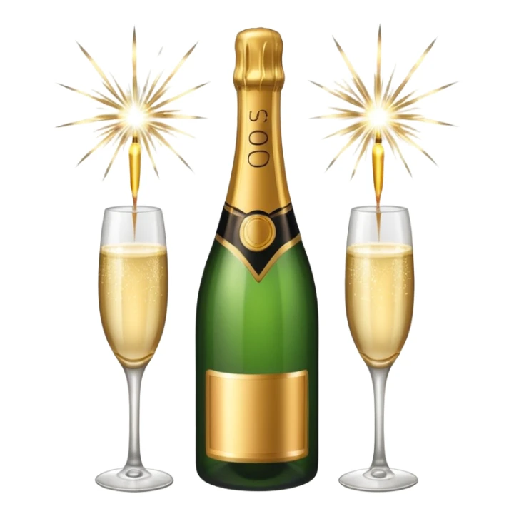 champagne bottle and champagne glasses and champagne sparklers  sticker