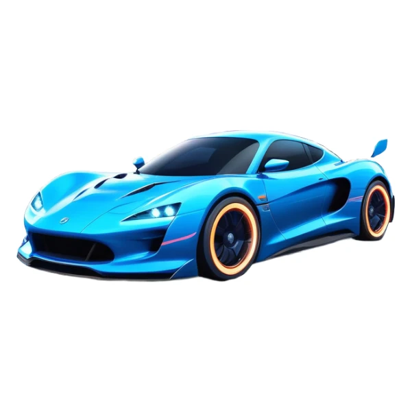 An icon showing a sleek car speeding through a neon-lit cityscape, inspired by Need for Speed. The design features dynamic motion lines, glowing tires, and a vibrant city backdrop with skyscrapers and lights. The rush of high-speed racing is highlighted. Transparent background. sticker