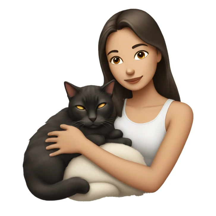 Girl brunette with cat sleeping sticker