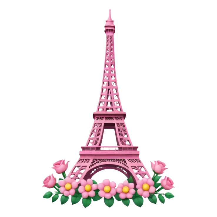 Pink Eiffel tower with real life realistic flowers sticker