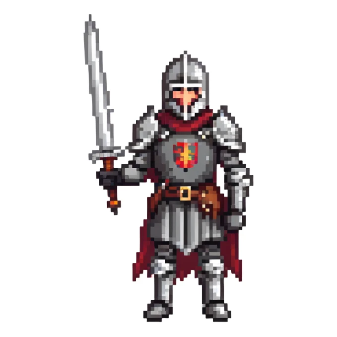 Medieval knight in black armor wielding a sword sticker