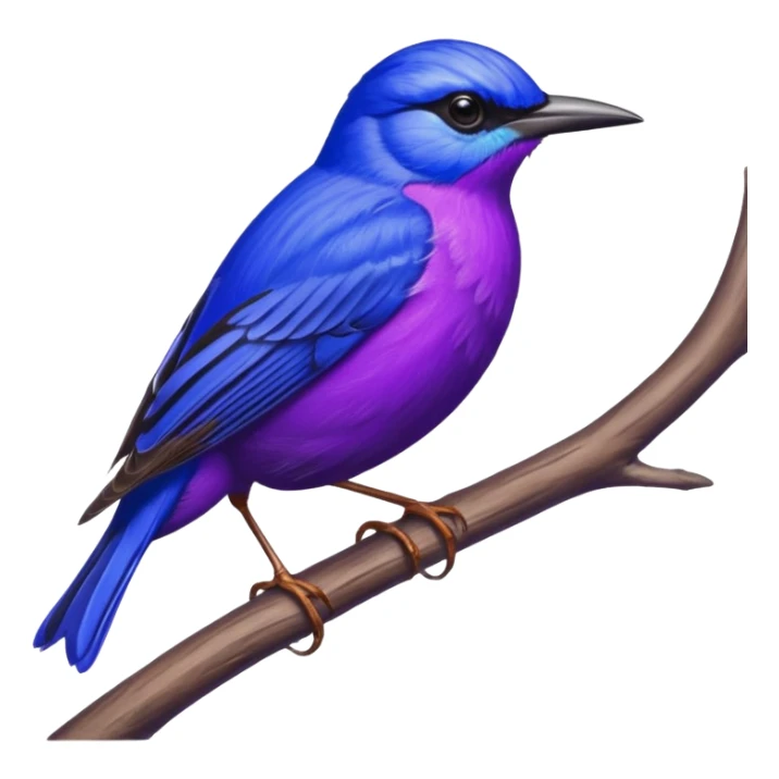 Still life, hyperrealism, male Purple Honeycreeper, Cyanerpes caeruleus, on tree branch sticker