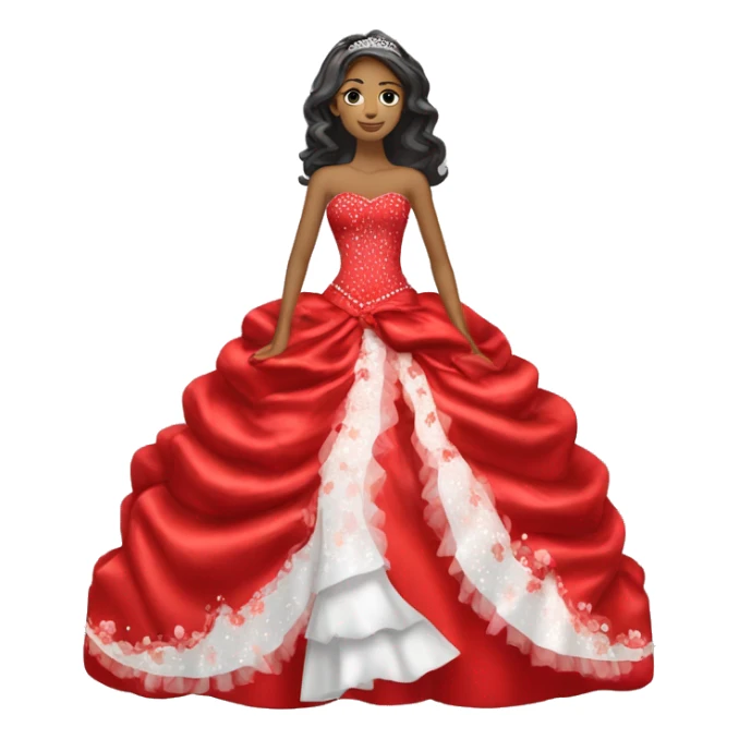 red quinceañera dress￼ sticker