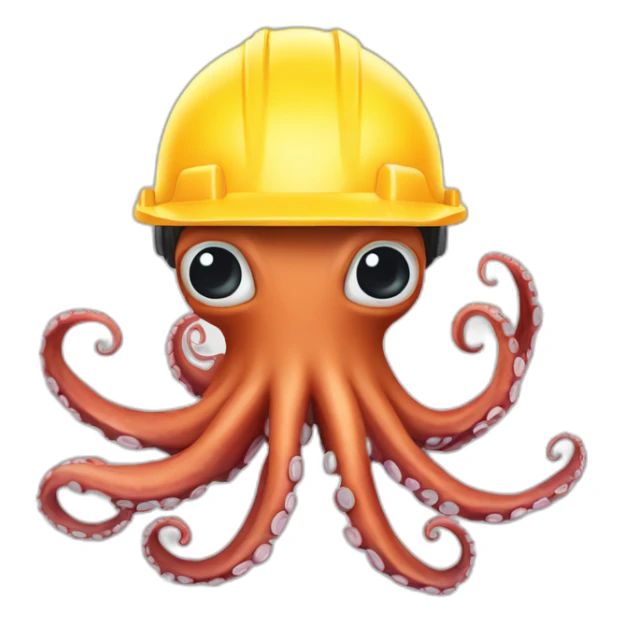 octopus avec casque de chantier qui tient des outils sticker