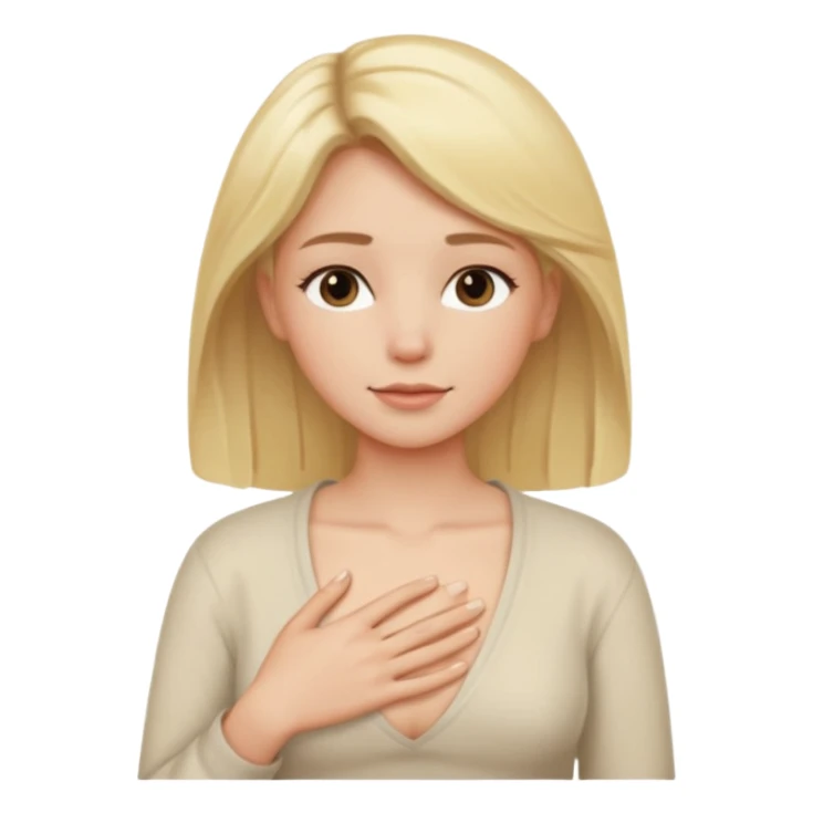 Elini göğsüne koyup rahatlayan,huzurlu kadın sticker