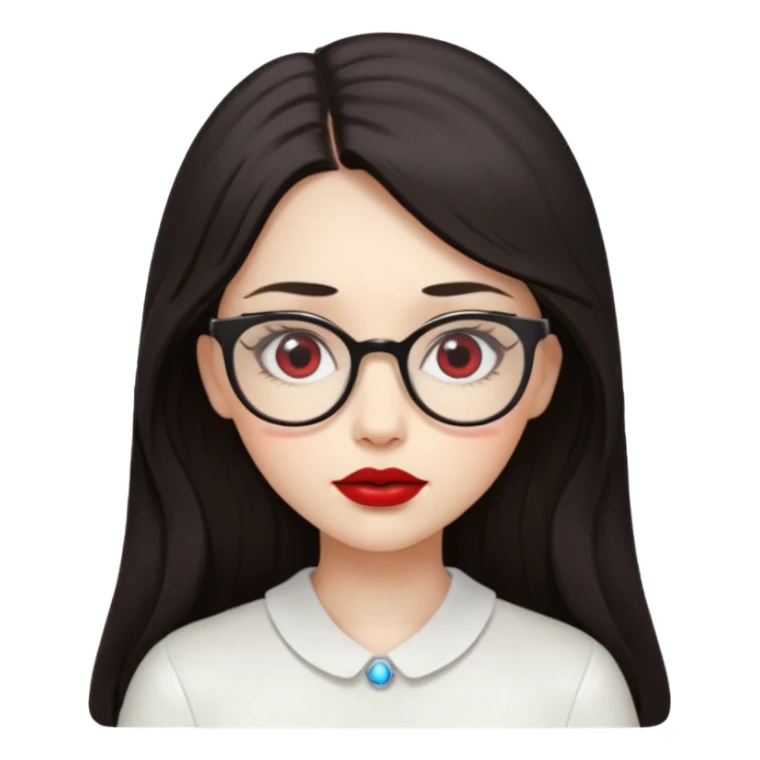 Angel girl with eyeglasses and long dark hair with red lipstick  sticker