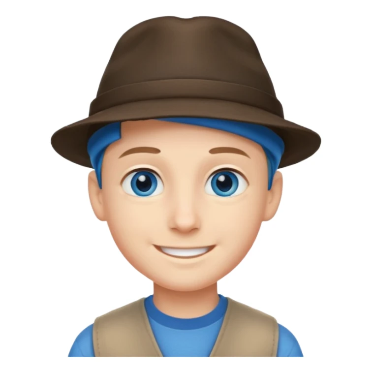 smiling boy in stylish hat with blue eyes  sticker