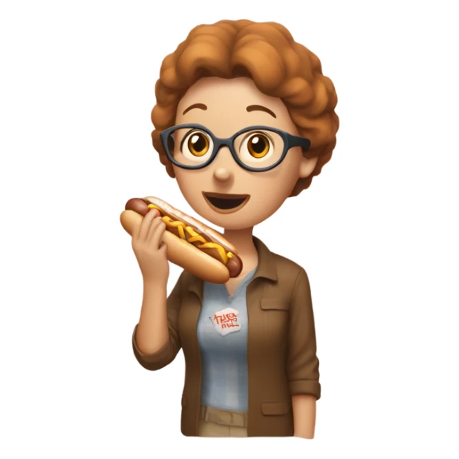 nancy gribble eating a hot dog sticker