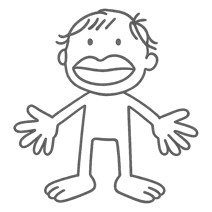 hand-drawn outlined human with big lips, hands, and feet sticker