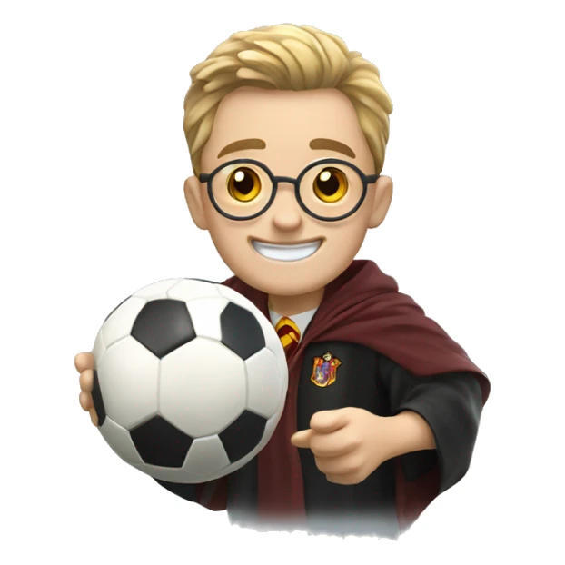 Happy Harry Potter with soccer ball in his hand sticker