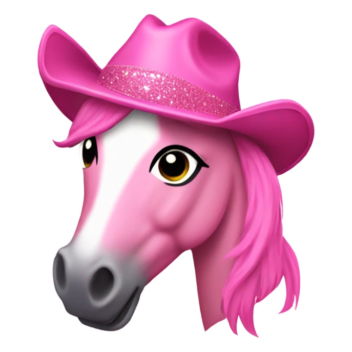 Pink sparkly pony with a pink cowgirl hat  sticker