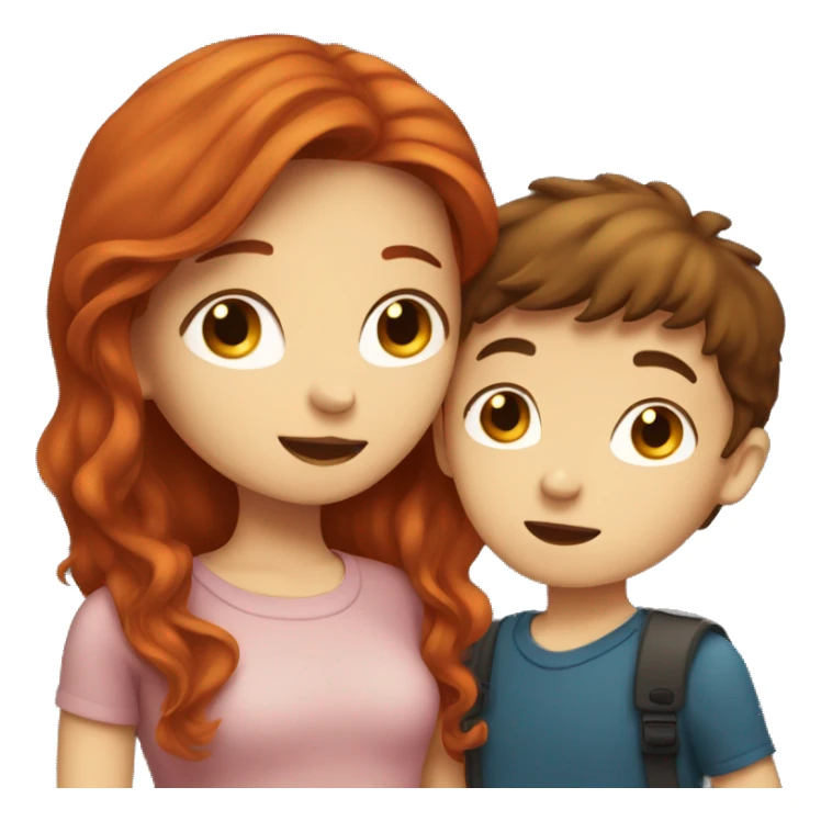 Red hair girl kissing brown haired boy sticker