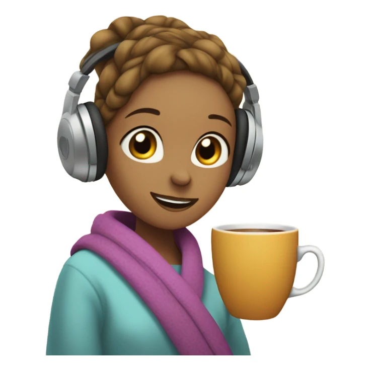 reahead girl in a blanket with tea and headphones  sticker
