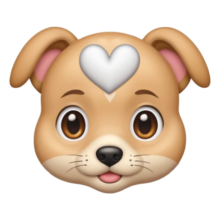 Puppy eyes with mad eyebrows and hearts around emoji sticker