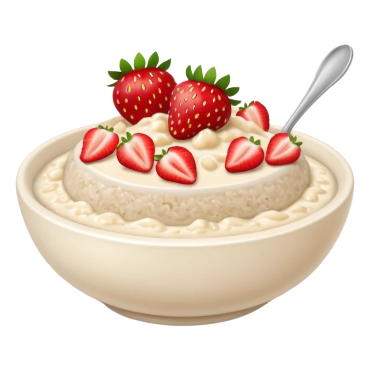 A bowl of porridge with strawberries  sticker