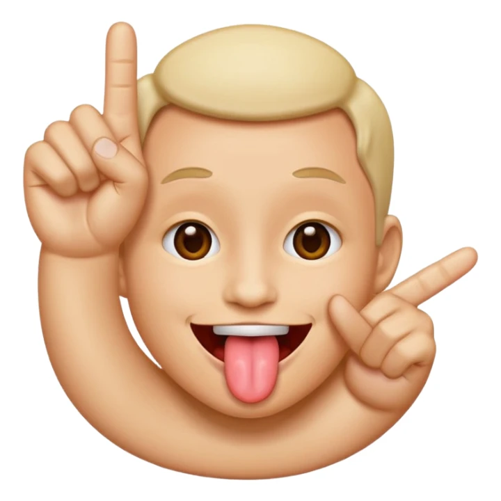 tongue sticking out with two fingers  sticker
