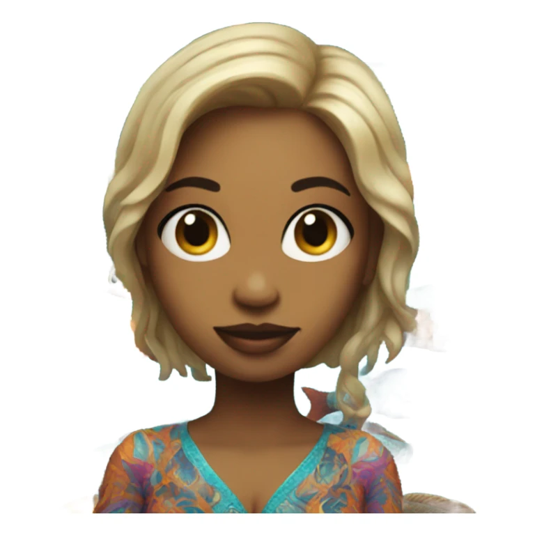 A fish face on a woman’s body sticker