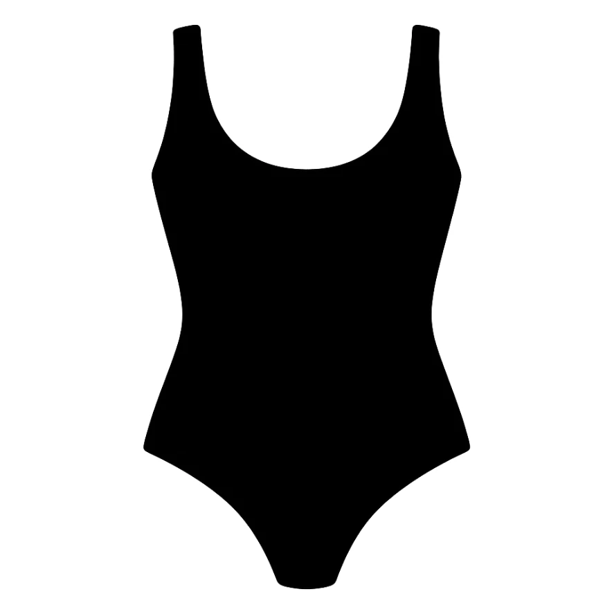flat vector black and white one piece swimsuit isolated sticker